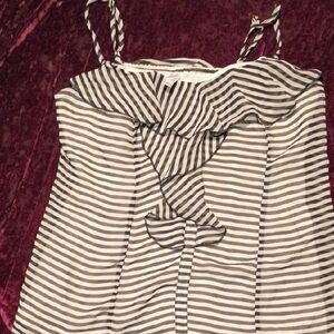 Xhilaration Vintage Black and White Striped Tank Top